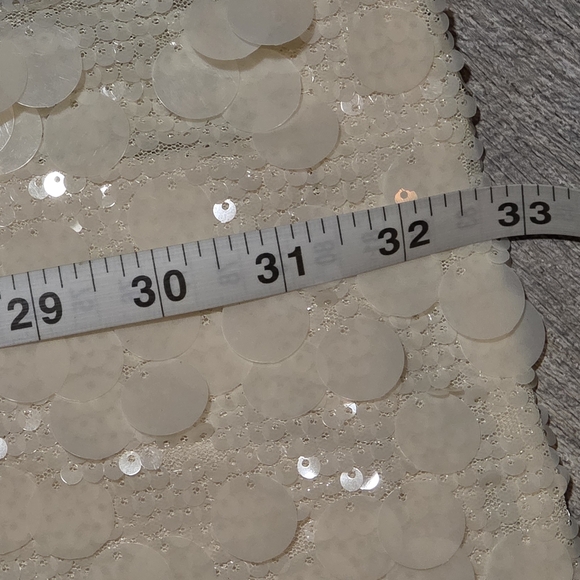 Kenneth Cole New York Oyster Sequin Mini Dress Size M Ivory Cream Disco Party - Picture 6 of 9